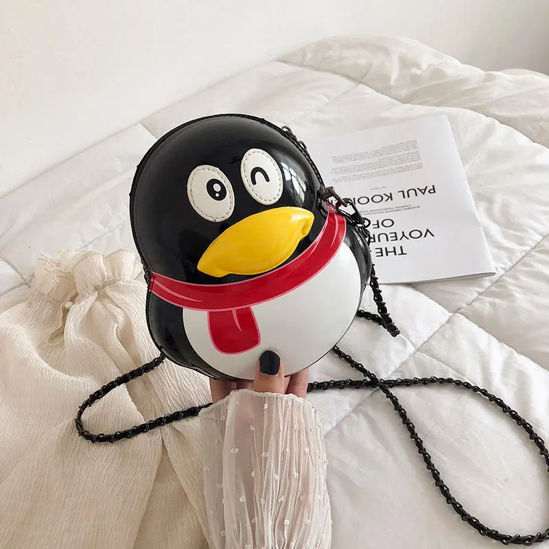 

Personality creative penguin bag cute image girl bag casual wild shoulder bag texture chain messenger bag children bag new