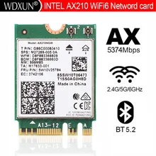 Carte réseau sans fil Intel AX210NGW 802.11ax 6E M.2, WI FI 2400 mb/s, 2.4Ghz/5G, Bluetooth 5.2, double bande