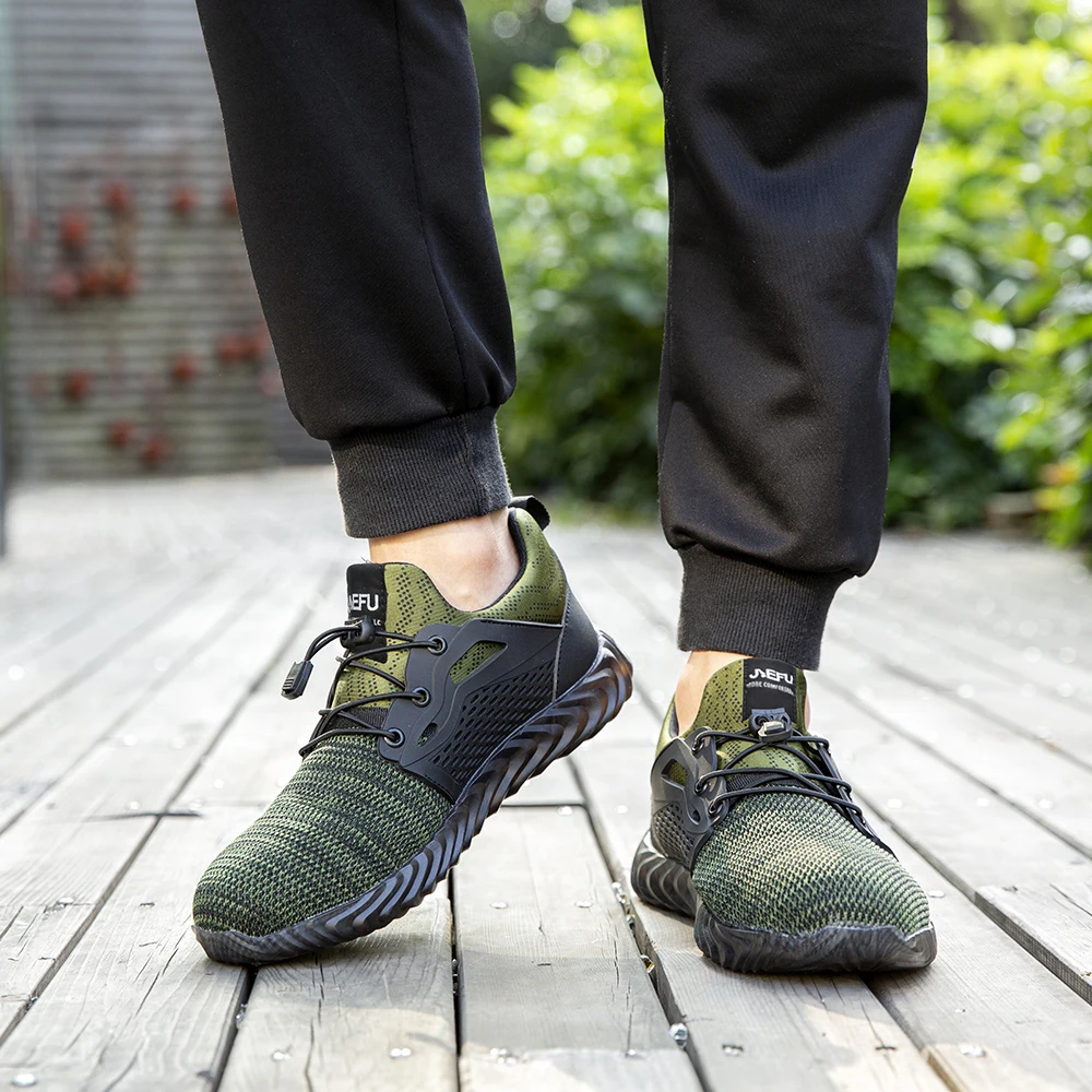 

Mens Sneakers Lightweight Soft Shoes Steel Toe Cap Indestructible Ryder Shoes Breathable Tennis Sneakers