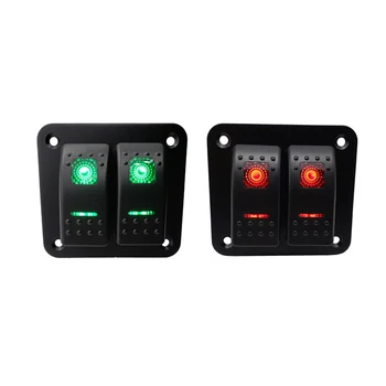 

2 Gang Rocker Switch Panel 12-24V LED Waterproof Switch Panel Circuit Breaker for Car Marine Boat Camper Caravans Travel Trailer