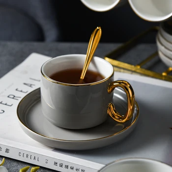 

Luxury Ceramics Coffee Cup High Quality Nordic Modern Simple Porcelain Afternoon Tea Cups Home Tazas De Cafe Drinkware DA60BYD