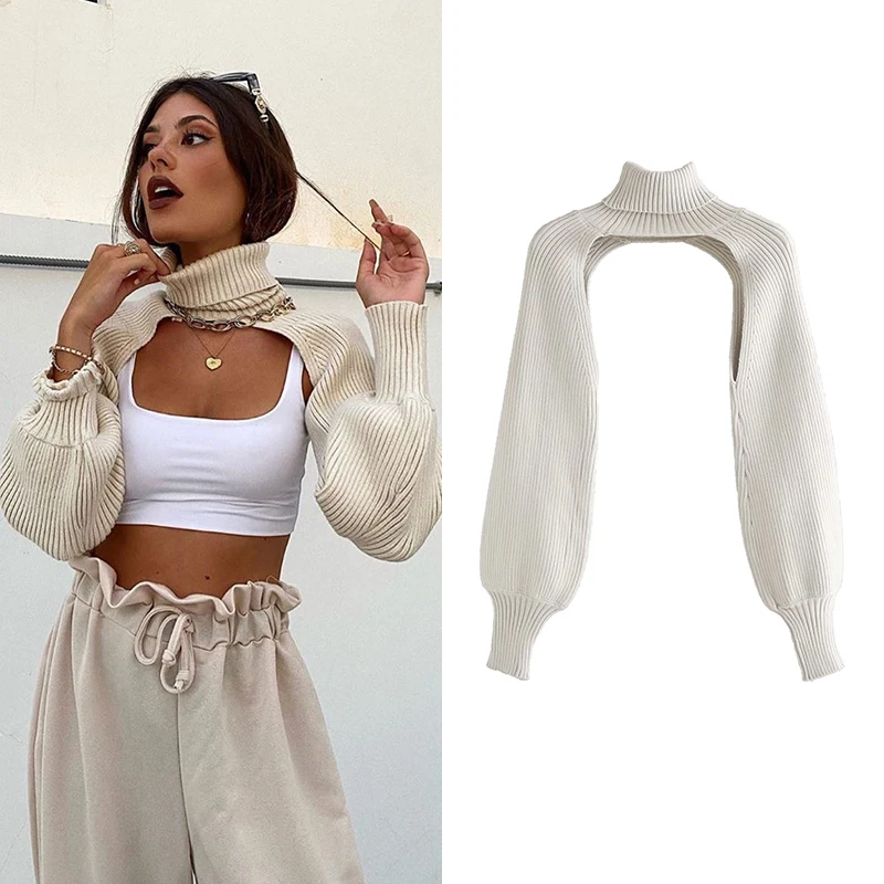 

turtleneck knitted sweater long sleeve pullover women pull tops kintted sleeves fashion accessory winter solid za sleeves ins