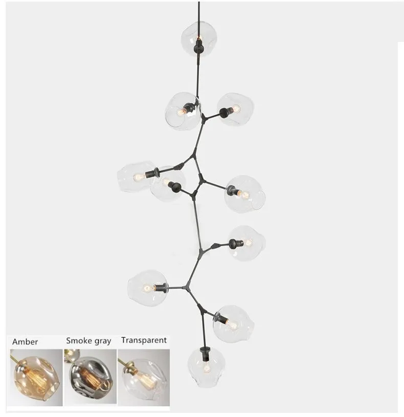 

Nordic Indoor Light Fixture Creative Chandeliers Use Duplex Loft Villa Molecular Chandelier LED Light E27 1/3/5/7/9/15 Heads
