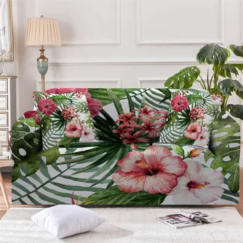BeddingOutlet Tropical Flower Sofa Cover Leaves Couch Cover Plants Stretch Slipcover For Living Room Stylish Chair Protector 5