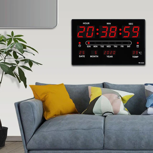 Horloge murale de bureau à écran LED extra grand, horloges à projection  USB, compteur de température, calendrier, heure, jours, semaine, année,  12H, 24H - AliExpress