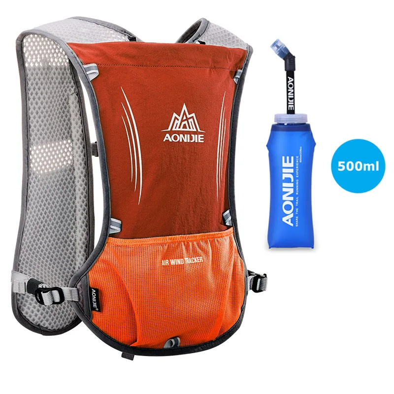 Orange 500ml bag AONIJIE E913S 5L гидратация пакет рюкзак сумка жилет для 1.5L водный Пузырь Пешие прогулки бег марафон Гонки Спорт на открытом воздухе - Цвет: Orange 500ml bag