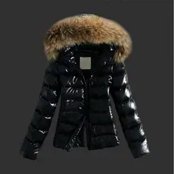 Зимняя куртка из искусственной кожи Женская куртка с капюшоном с длинным рукавом на молнии тонкая Толстая теплая черная куртка женская