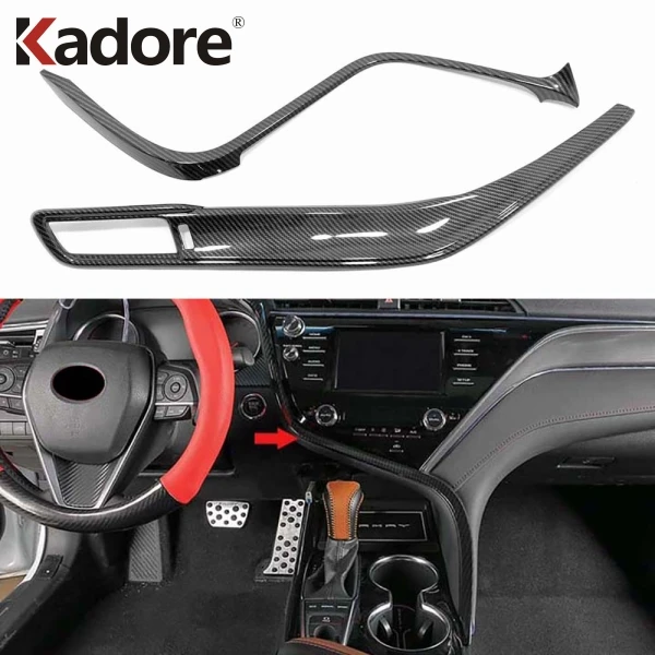 Kadore for 2018-2019 Tesla Model 3 Carbon Fiber Style Car Interior Steering Wheel Button Panel Decoration Cover Trim 3-pc