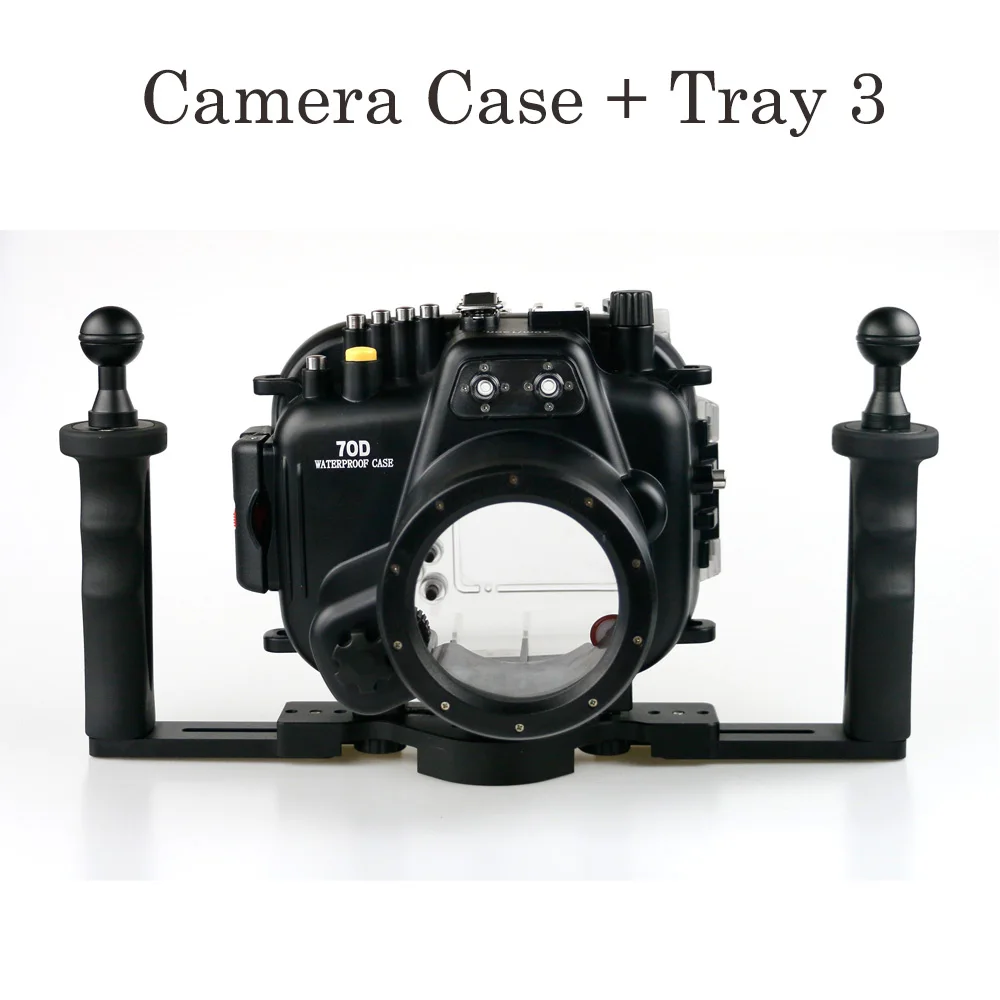 Case and Tray 3 130FT/40 м подводный глубина Дайвинг чехол для Canon 70D 550D 600D 650D 700D 18-135 мм объектив водонепроницаемый корпус камеры крышка коробки - Цвет: Case and Tray 3
