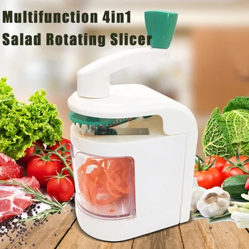 

Multifunctional 4 In1 Salad Artifact Wringer Rotating Hand Cutter Spiral Grater Kitchen Mandoline Slicer Fruit Vegetable Gadgets