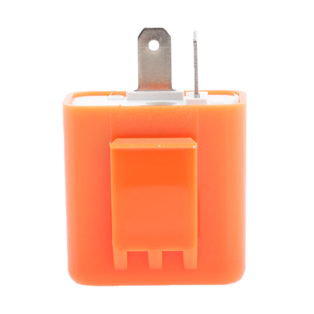 Orange 12V 2 Pin Electronic Turn Signal Adjustable Flasher Relay Flash Fit for Motorcycle