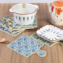 Styl marokański długa rączka ceramiczna Potholder mata na stół podkładka na stół zastawa stołowa ceramiczna podkładka kuchenna kwadratowa tanie tanio CN (pochodzenie) HYC-HOME-67 Ekologiczne Nowoczesne SQUARE Maty i podkładki