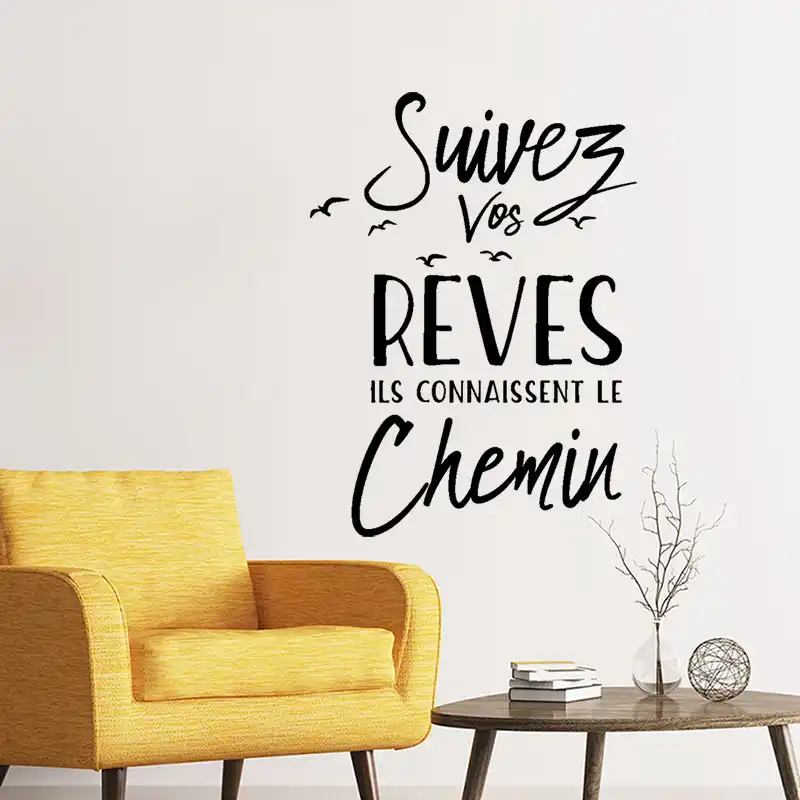Stickers Citation Suivez Vos Reves Vinyl Mural Art Decal Living Room Home Decor Poster French Quote House Decoration Wall Stickers Aliexpress
