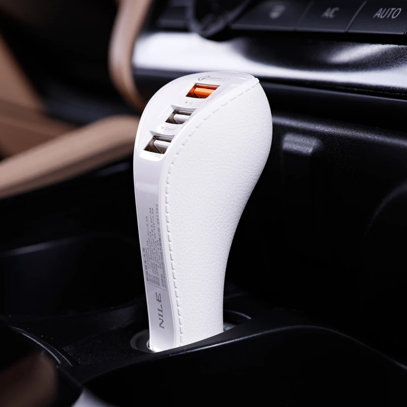 

Universal QC3.0 Car Cigarette Lighter Socket 3.1A Multi-port USB Quick Charge Gear Shift Knob Auto Charger For Moible Phone