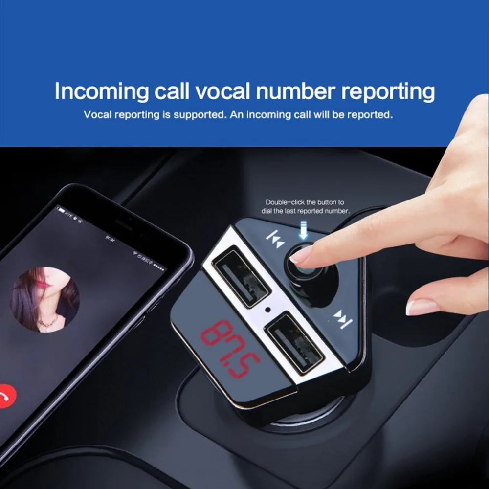 Двойной USB Bluetooth комплект автомобильного зарядного устройства комплект для громкой связи fm-передатчик батарея контроль напряжения Автомобильный MP3 музыкальный плеер