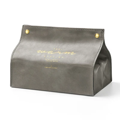 Светло-серый High Quality Retro PU Leather Tissue Box Foldable Napkin Case Home Kitchen Paper Holder Storage Box Car Tissue Storage Boxes - Цвет: Светло-серый