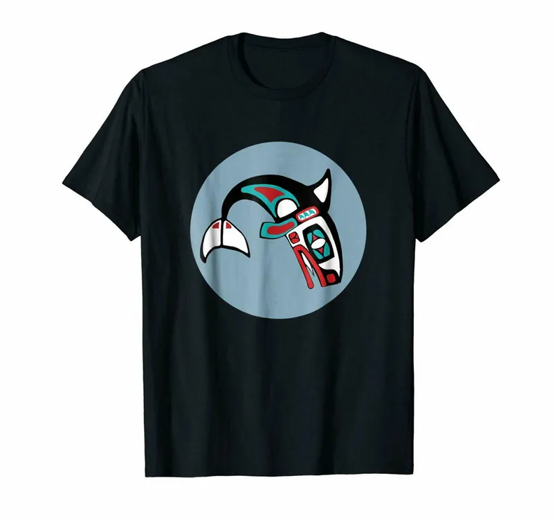 Haida Killer Whale Pacific Northwest Native Art черная футболка унисекс S-3XL винтажная графическая |
