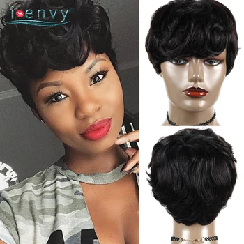 

Short Curly 100% Human Hair Wigs Pixie Cut Wig Brazilian Natural Black Remy Hair Natural Curly Wig For Women Glueless Cheap Wig