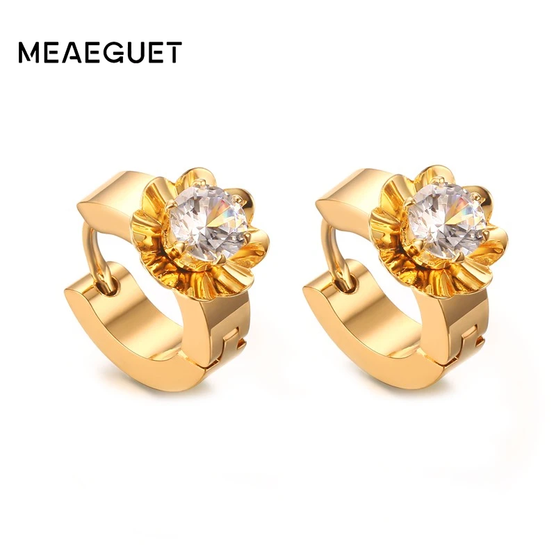Детские Висячие серьги кольца Meaeguet с кристаллами Huggie гипоаллергенные городские