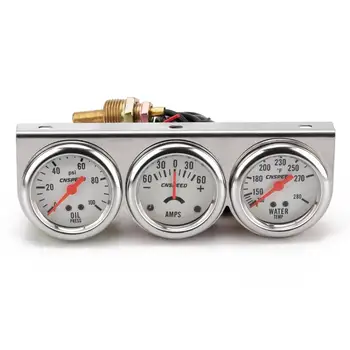 

Auto Car Oil Pressure Water Temp Amp Meter Gauge With Sensor Triple Gauge Set Mechanical Chrome Panel Oil Press