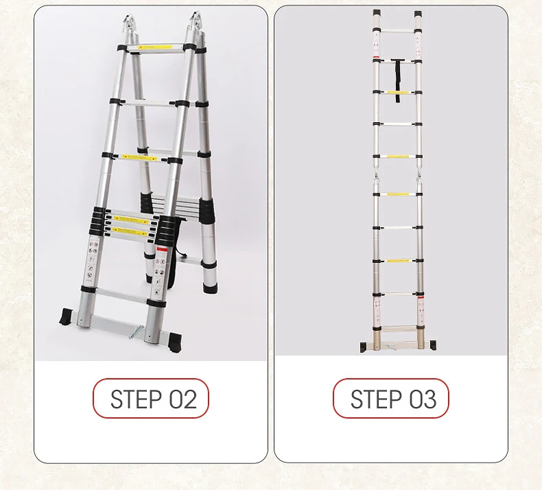 2.5m ladder retractable folding aluminum herringbone ladder Telescopic Extension Tall Multi Purpose telescopic ladder step