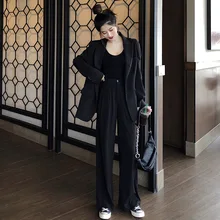 Korean-style New Style Elegant Versatile Loose-Fit Versatile Suit Jacket Trousers Set