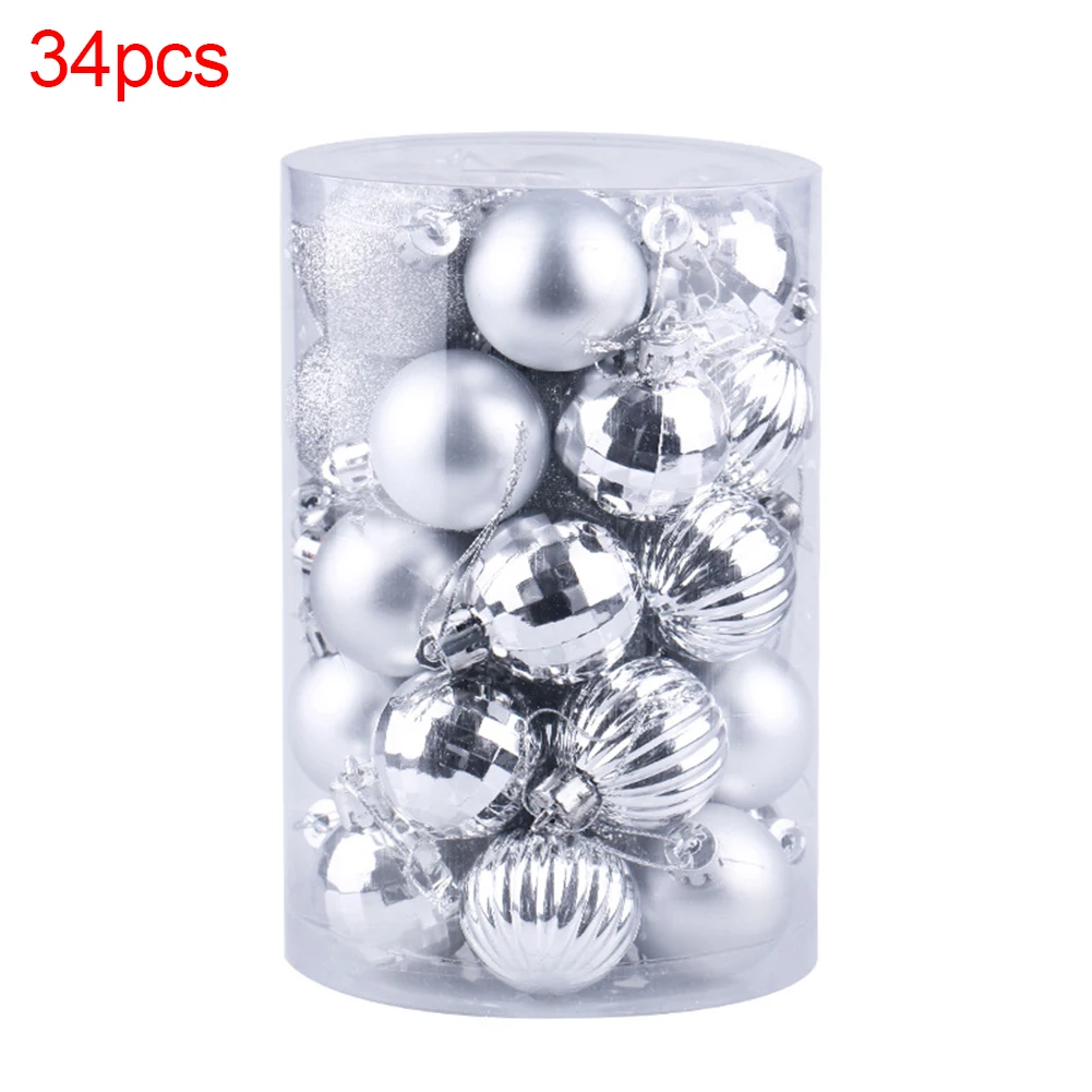 34Pcs Christmas Balls Plated Bauble Lightweight Hanging DIY Xmas Tree Ornament Home Party Xmas Decoration For Home Hanging Gifts