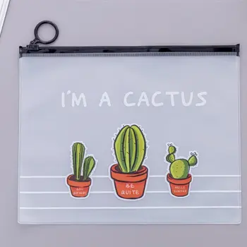 

Large Capacity Student Pencil Case Cute Fresh Transparent Frosted Cactus Pencilcase School Pen Case Student School Stationery
