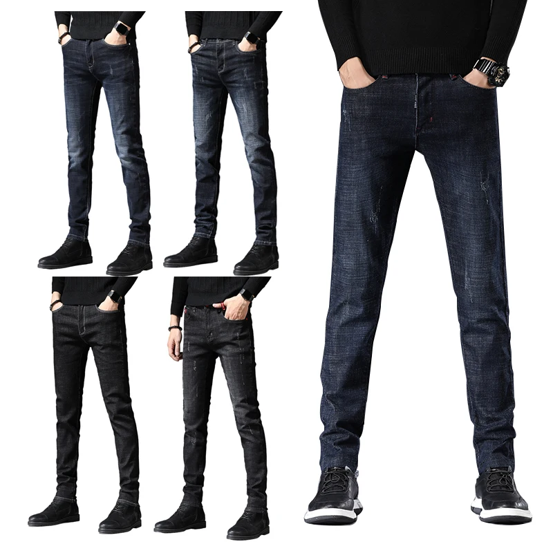 

Straight Jeans Men Casual Design Jeans Autumn Youth Design Trend Slim Jeans Mens Pants Male Trousers Thick