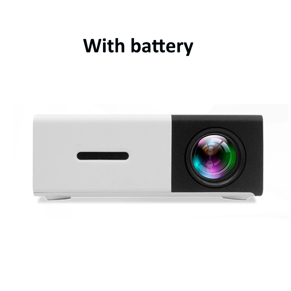 black with battery Проектор YG300 Led проектор Объектив 1080P проектор экран 80 дюймов проектор YG300 Мини проектор домашний кинотеатр Мини проектор экран - Цвет: black with battery