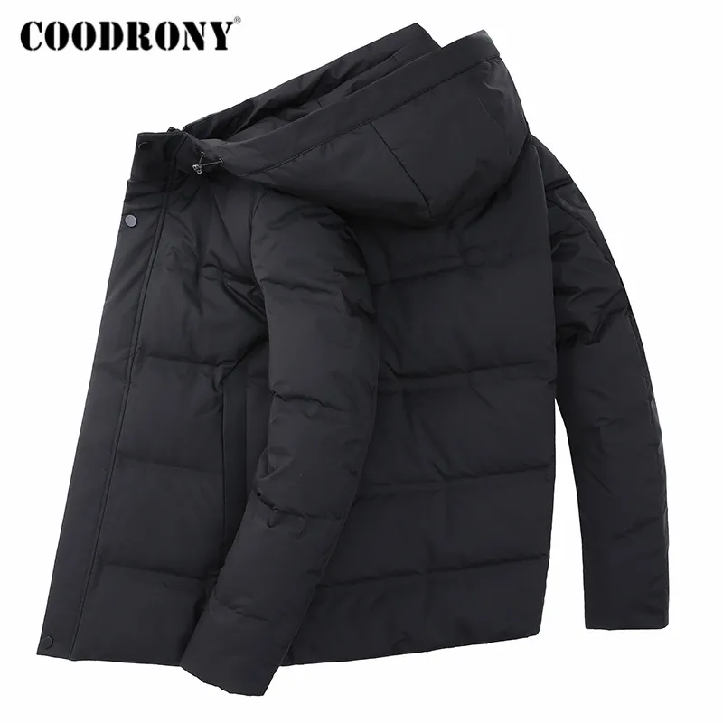 Бренд COODRONY, куртка на утином пуху, Мужская модная повседневная куртка с капюшоном, мужская одежда, зимние толстые теплые куртки, верхняя одежда, пальто 98033