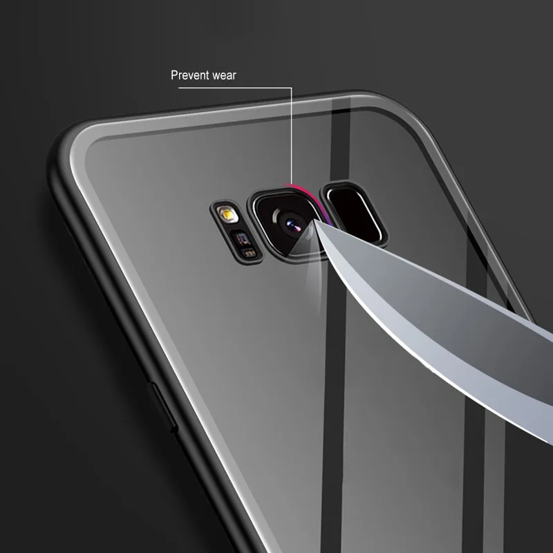 Чехол для телефона samsung S8 S9 Plus Магнитная адсорбционная Металлическая задняя крышка из закаленного стекла FKU66