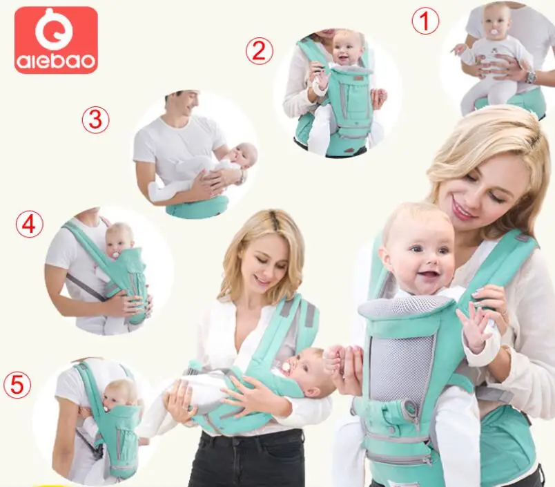 

AIEBAO Ergonomic Baby Carrier Infant Kid Baby Hipseat Sling Front Facing Kangaroo Baby Wrap Carrier for Baby Travel 0-18 Months