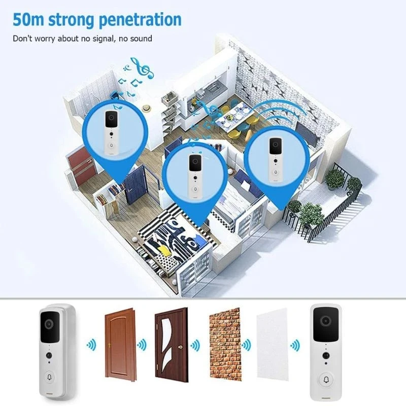 T9 IP67 Weatherproof Smart Video Doorbell Camera WIFI 1080P Visual Intercom Night Vision IP Door Bell PIR Wireless Cameras video intercom system with door release