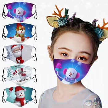 

1PC face mask Children Christmas Cartoon Printed Reusable Washable Outdoor Breathable Face Mask mascarilla algodon reutilizable