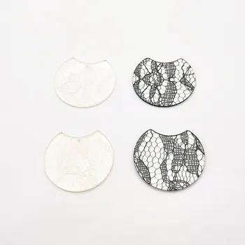 

New arrival! 30x37mm 50pcs Clear Acrylic lace Half moon charm for earrings accessories/parts,Jewelry Findings making