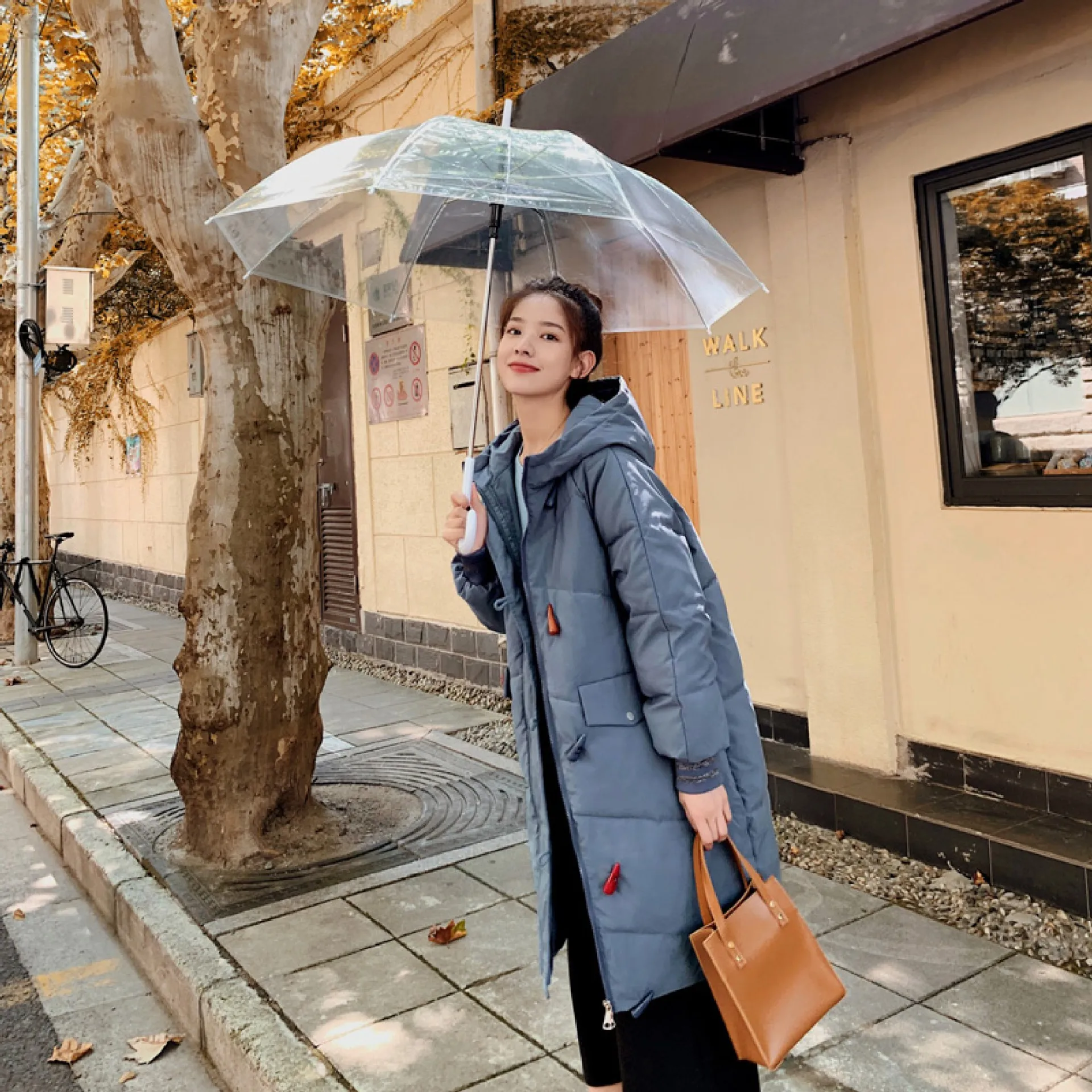 

2019 Autumn And Winter New Style Cotton Coat Student down Coat Toggle College Style Middle Long Coat