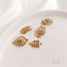 

Real 14K Gold Plated Hollow pearl clasp fancy carved bracelet necklace end buckle link buckle DIY accessories