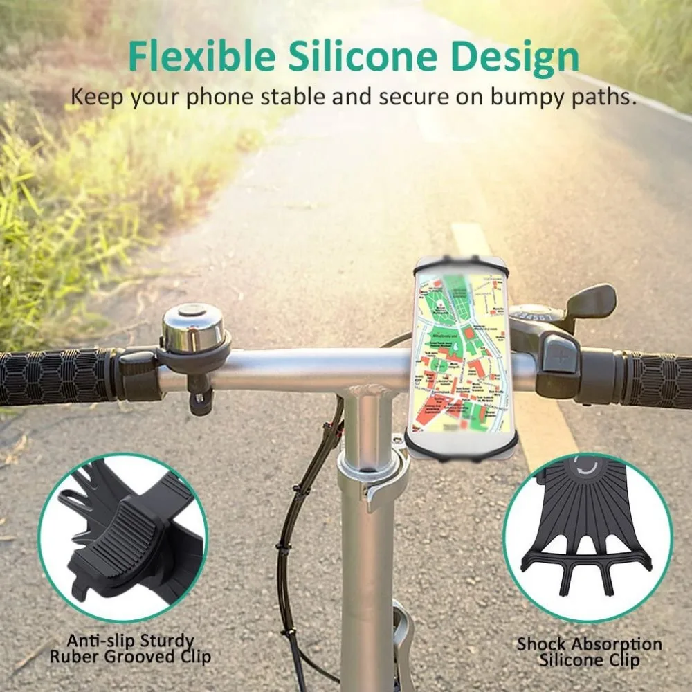 Silicone Bicycle Phone Holder for IPhone 11/6/7/8/X/Xr for xiaomi 4.0 -6.1 Inch Phone Cell Phone Mount Band Bike GPS Clip mobile stand for bike