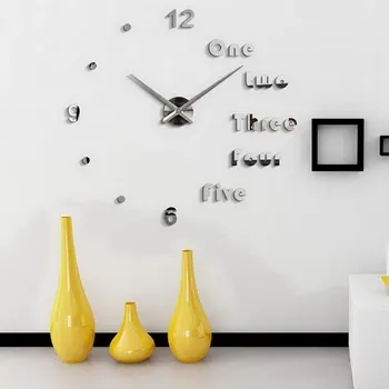 

English Digital DIY Wall Clock Large Size Background Wall Mute Clock Home Decoration TB Sale