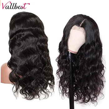 

Vallbest 4X4 Lace Closure Human Hair Wigs Body Wave 8-24 Inch Pre Plucked Natural Hairline Brazilian Lace Closure Wig Remy Hair