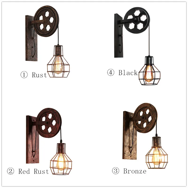 wall lamps for living room Modern Minimalist Pulley Wall Light Nordic Wood Wall Lamp Stair E27 Indoor Home Sconce Hanging Lighting for Bar Aisle Bedside wall lamp light