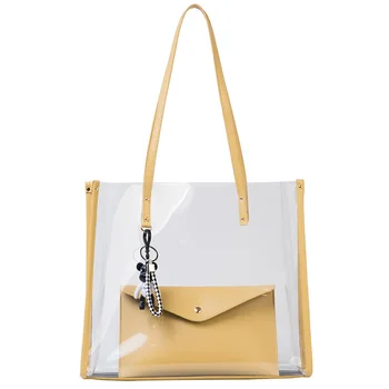 

Transparent Bag Woman Jelly Bags Large Capacity Casual Summer Shoulder Bag Beach Bag Bolsa Transparente Waterproof Tote DA60TMB