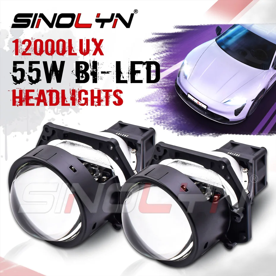 

Sinolyn 3.0 Inch Bi LED Light For Hella 3R G5 Headlight Projector Lenses Angel Eyes LED Lens 110W 6000K Car Accessories Retrofit