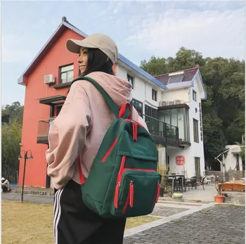 

Higt quality preppy style zipper nylon backpack soft solid waterproof school yellow candy color Blocking teenage girl bags