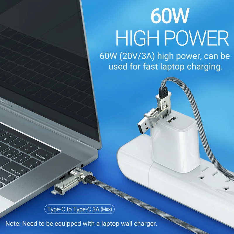 hoco зарядный дата кабель для lightning type-c usb 4в1 цинковые коннекторы 60W провод для айфона айпад самсунг сяоми ксяоми хуавей шнур зарядный зарядка шнурок адаптер переходник тип с юсби юсб тайп си зарядник айфон