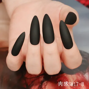 

24pcs/Set Long Stiletto Nail Art Tips Black White Red European Matte False Nails Full Artificial Women Beauty Press on Nails