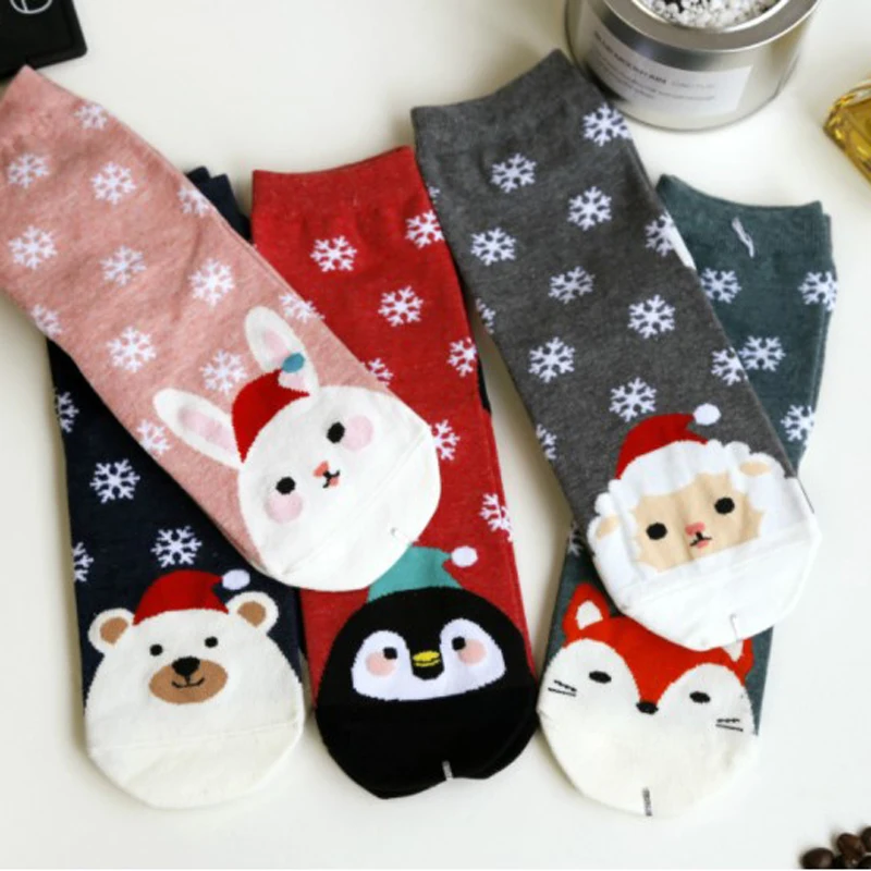 5 пар осенне-зимних рождественских носков милые носки для женщин и девочек с забавным 3D принтом