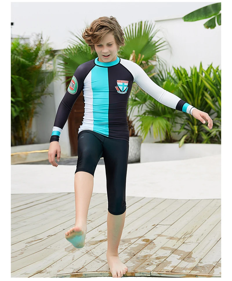 Quick Dry Long Sleeve Sunscreen Beach Tshirt Surf Kids Swim Suit Boys Children Snorkeling Rash Guard Diving Shirts Swimwear