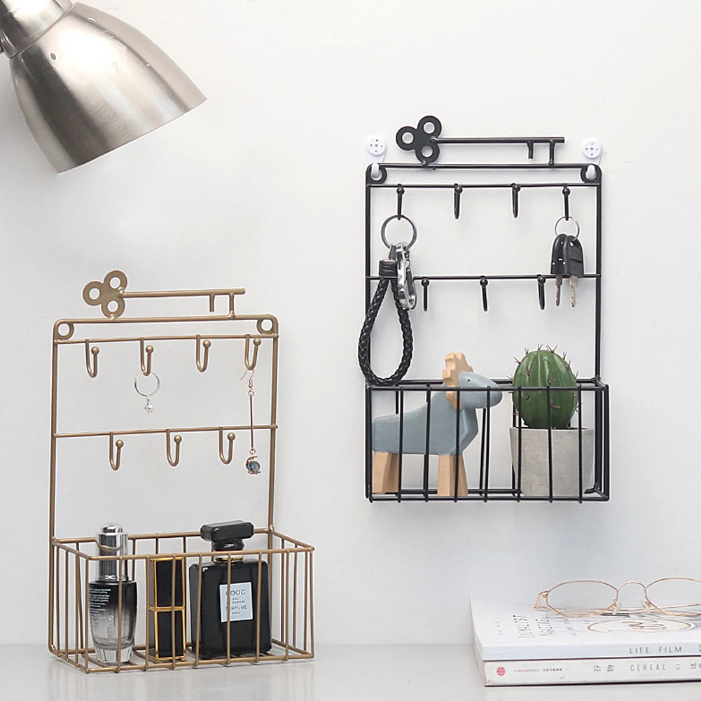 

Multi-Function Iron Metal Grid Decoration Storage Basket Art Display Mesh Storage Shelf Organizer Rack Holder Home Wall Storage